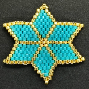 Beaded Ornaments - Large Star - Turquoise